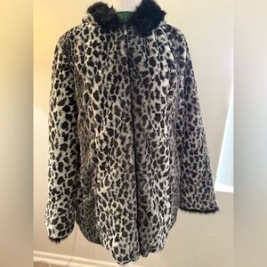 Dennis Basso Leopard Print Faux Fur Coat